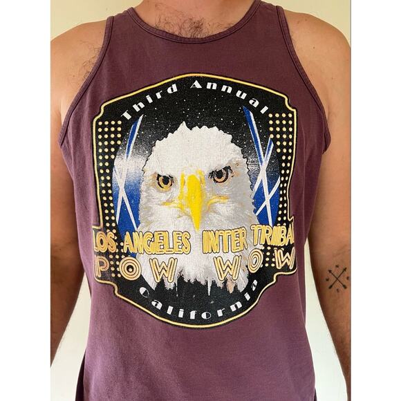 Vintage 90s Single Los Angeles Intertribal Native American Pow Wow Tank Top XL - Picture 2 of 5